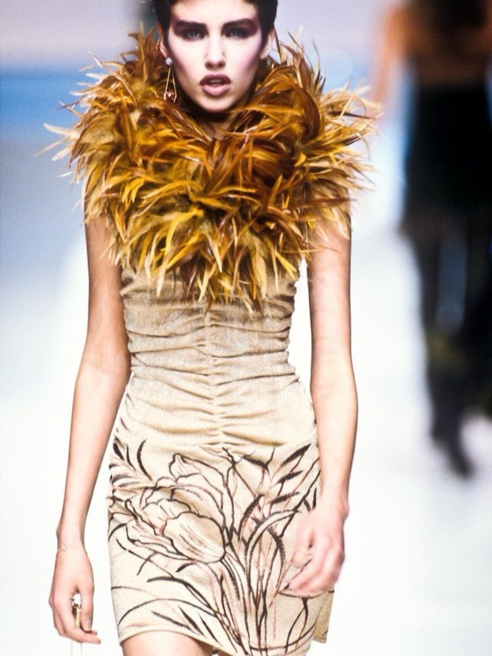Valentino 1997 runway gold dress